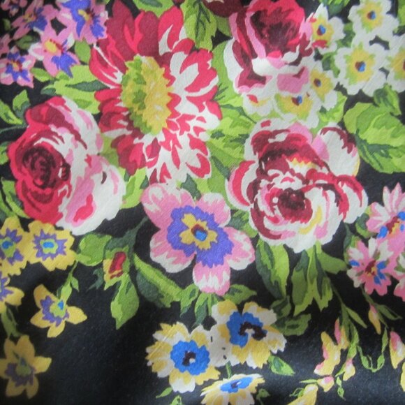 American Apparel Womens Small Black Pink Floral LS Relaxed Shirt Cottagecore - Picture 3 of 10